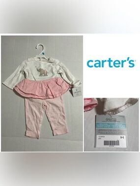 🆕CARTER’S - 6M - NWT - INFANT GIRLS 2PC PINK ELEPHANT TUTU SET